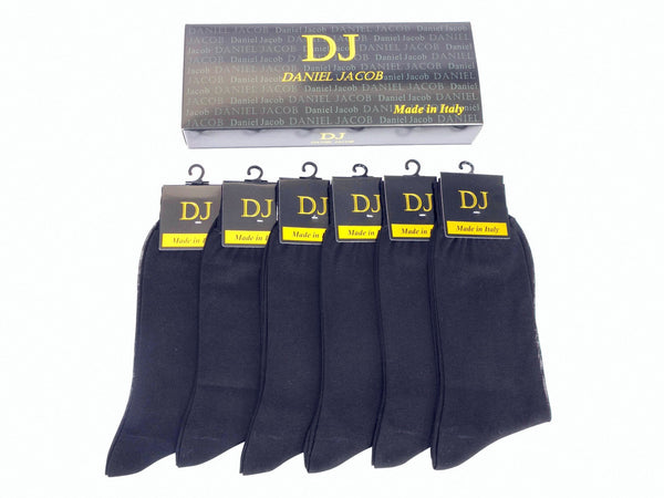 6 100% Mercerized Cotton Socks in  Gift Box Black