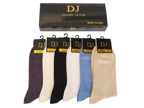 6 100% Mercerized Cotton Socks in  Gift Box Pastel Colours