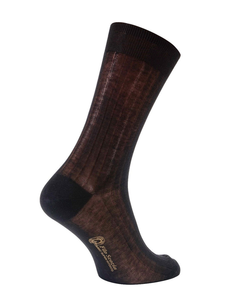 100% Mercerized Cotton Socks  Stripe Design Mid Calf Socks -Navy Colour