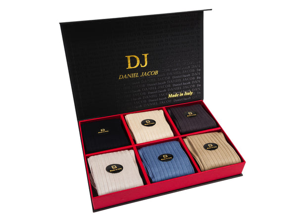 6  Stripe Design Mid Calf Socks In  Luxury Gift Box Pastel Colours