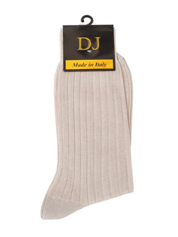 100% Mercerized Cotton Socks  Stripe Design Mid Calf Socks -Pearl Colour