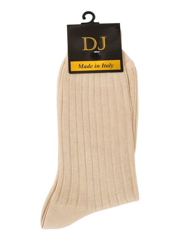 100% Mercerized Cotton Socks  Stripe Design Mid Calf Socks -Sand Colour