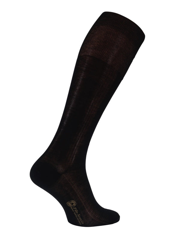 6 100% Mercerized Cotton Knee High Socks in Luxury Gift Box Black