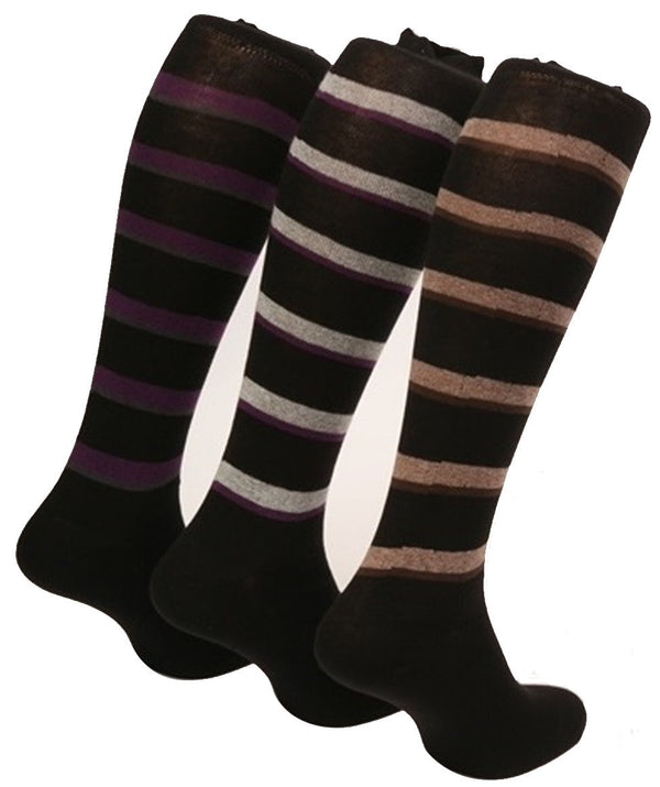 6 Stripe  design Knee High Socks In  Gift Box