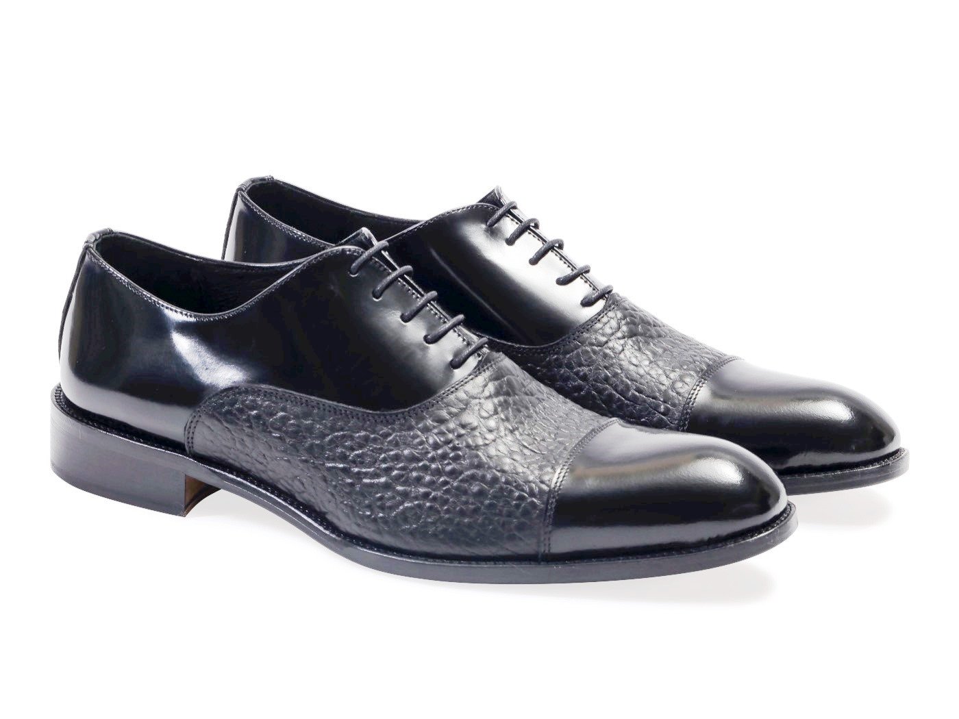 フルハンドメイド革靴　ブラック　Oxford shoes オブジェ PISTOLERO STITCH ステッチ 