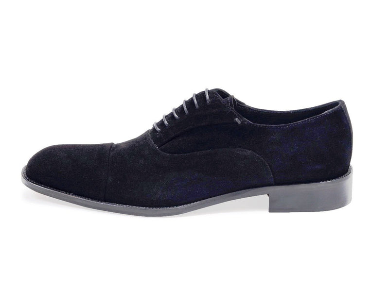 Suede Oxford Black Shoes. Leather Sole.