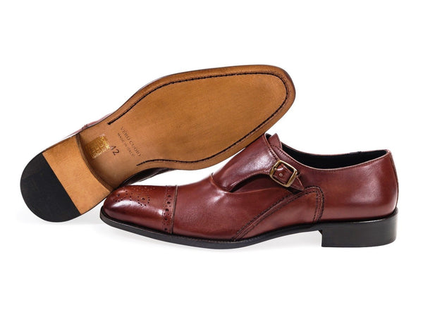 All Leather Derby Mono Buckle Shoes.Brown